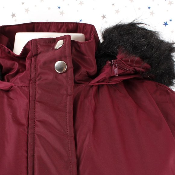 NWT with Defect Burgundy Fur lined Hood Anorak Parka Jacket - Picture 5 of 14